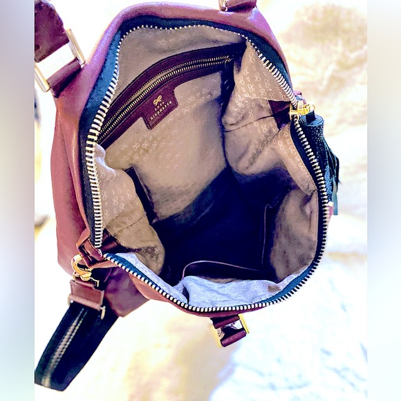 NEW-ANYA HINDMARCH BURGUNDY LEATHER TOTE BAG - Picture 12 of 16